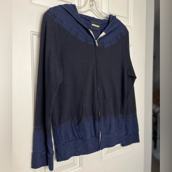 NWT Monroe Black Out Tie Dye Zip Up Hoodie S Navy Blue - Picture 6 of 12